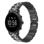 22mm For Fossil Gen 5 Carlyle/Julianna/Garrett xDfind Diamond Jewelry Steel Watch Band(Black)
