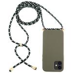 For iPhone 12 mini Wheat TPU Protective Case with Lanyard(Dark Green)