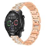 22mm For Ticwatch Pro X / Pro3 / Pro / GTX / E2 xDfind Diamond Jewelry Steel Watch Band(Rose Gold)