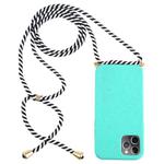 For iPhone 12 / 12 Pro Wheat TPU Protective Case with Lanyard(Mint Green)