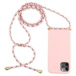 For iPhone 12 / 12 Pro Wheat TPU Protective Case with Lanyard(Pink)