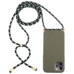 For iPhone 12 Pro Max Wheat TPU Protective Case with Lanyard(Dark Green)