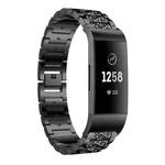 For Fitbit Charge 4 / 3 18mm xDfind Diamond Jewelry Stainless Steel Watch Band(Black)