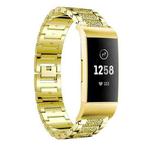 For Fitbit Charge 4 / 3 18mm xDfind Diamond Jewelry Stainless Steel Watch Band(Gold)