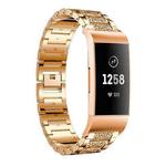 For Fitbit Charge 4 / 3 18mm xDfind Diamond Jewelry Stainless Steel Watch Band(Rose Gold)