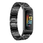 For Fitbit Charge 6 / 5 18mm xDfind Diamond Jewelry Stainless Steel Watch Band(Black)