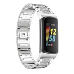For Fitbit Charge 6 / 5 18mm xDfind Diamond Jewelry Stainless Steel Watch Band(Silver)