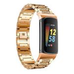 For Fitbit Charge 6 / 5 18mm xDfind Diamond Jewelry Stainless Steel Watch Band(Rose Gold)