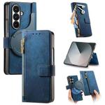 For Samsung Galax Z Fold7 5G Retro MagSafe Magnetic Zipper Wallet Leather Phone Case(Blue)
