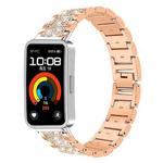 For Huawei Band 10 / 9 / 8 14mm xDfind Diamond Jewelry Stainless Steel Watch Band(Rose Gold)
