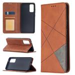 For Samsung Galaxy S20 FE 5G / S20 Lite Rhombus Texture Horizontal Flip Magnetic Leather Case with Holder & Card Slots(Brown)