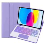 For iPad 11 2025 / 10th Gen 10.9 2022 A10B-AS Backlight Bluetooth Touch Keyboard Leather Tablet Case with Pen Slot(Purple)