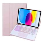 For iPad 11 2025 / 10th Gen 10.9 2022 A10B-AS Backlight Bluetooth Touch Keyboard Leather Tablet Case with Pen Slot(Pink)