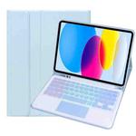 For iPad 11 2025 / 10th Gen 10.9 2022 A10B-AS Backlight Bluetooth Touch Keyboard Leather Tablet Case with Pen Slot(Blue)
