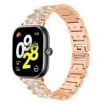 For Xiaomi Smart Band 9 Pro/Redmi Watch 5 20mm xDfind Diamond Jewelry Stainless Steel Watch Band(Rose Gold)