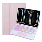 For iPad Pro 11 2024 A13B-AS Backlight Bluetooth Touch Keyboard Leather Tablet Case with Pen Slot(Pink)