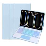 For iPad Pro 11 2024 A13B-AS Backlight Bluetooth Touch Keyboard Leather Tablet Case with Pen Slot(Blue)
