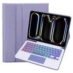 For iPad Pro 11 2024 A13B-AS Backlight Bluetooth Touch Keyboard Leather Tablet Case with Pen Slot(Dark Purple)