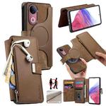 For vivo V50 CaseNeo MagSafe RFID Anti-theft Zipper Wallet Retro Leather Phone Case(Brown)