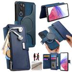 For vivo Y19s 4G CaseNeo MagSafe RFID Anti-theft Zipper Wallet Retro Leather Phone Case(Blue)