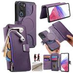 For vivo Y19s 4G CaseNeo MagSafe RFID Anti-theft Zipper Wallet Retro Leather Phone Case(Purple)