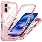 For iPhone 16 Life Waterproof MagSafe Magnetic Rugged Phone Case(Pink)