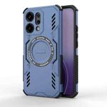 For OPPO Reno14 5G Global Butterfly Armor MagSafe Magnetic Ring Shockproof Phone Case(Blue)