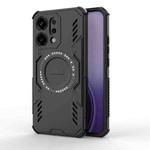 For OPPO Reno14 5G Global Butterfly Armor MagSafe Magnetic Ring Shockproof Phone Case(Black)