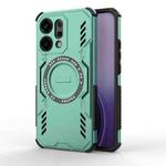 For OPPO Reno14 5G Global Butterfly Armor MagSafe Magnetic Ring Shockproof Phone Case(Light Green)