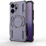 For OPPO Reno14 Pro 5G Global Butterfly Armor MagSafe Magnetic Ring Shockproof Phone Case(Purple)