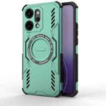 For OPPO Reno14 Pro 5G Global Butterfly Armor MagSafe Magnetic Ring Shockproof Phone Case(Light Green)
