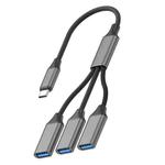 USB-C / Type-C to USB-A 3 in 1 OTG Expander Splitter Dock Station(Fabric Grey)