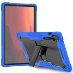 For Samsung Galaxy Tab S10 FE+ Shockproof Silicone Hybrid PC Tablet Case with Holder(Black Dark Blue)