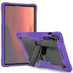 For Samsung Galaxy Tab S10 FE+ Shockproof Silicone Hybrid PC Tablet Case with Holder(Black Purple)