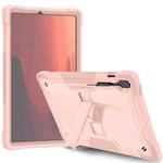 For Samsung Galaxy Tab S10 FE+ Shockproof Silicone Hybrid PC Tablet Case with Holder(Rose Gold)