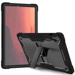 For Samsung Galaxy Tab S10 FE+ Shockproof Silicone Hybrid PC Tablet Case with Holder(Black)