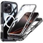 For iPhone 16 Pro Max Life Waterproof MagSafe Magnetic Rugged Phone Case(Black Grey)