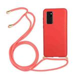 For Huawei P40 Wheat Straw Material + TPU Protective Case with Lanyard(Red)