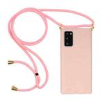For Samsung Galaxy Note20 Wheat Straw Material + TPU Protective Case with Lanyard(Pink)
