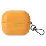 For Samsung Galaxy Buds3 / Buds3 Pro Oily Skin Leather Texture Earphone Case with Hook(Yellow)