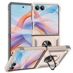 For Samsung Galaxy Z Flip7 5G Shockproof TPU + PC Phone Case with Holder(Gold)