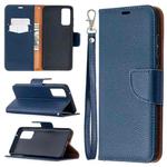 For Samsung Galaxy S20 FE 5G / S20 Lite Litchi Texture Pure Color Horizontal Flip PU Leather Case with Holder & Card Slots & Wallet & Lanyard(Dark Blue)