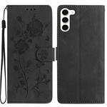 For Samsung Galaxy S23+ 5G Rose Flower Embossing Pattern Leather Phone Case(Black)
