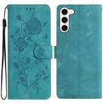 For Samsung Galaxy S23+ 5G Rose Flower Embossing Pattern Leather Phone Case(Green)