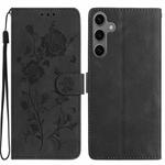 For Samsung Galaxy S24+ 5G Rose Flower Embossing Pattern Leather Phone Case(Black)