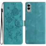 For Samsung Galaxy S25 Edge 5G Rose Flower Embossing Pattern Leather Phone Case(Green)