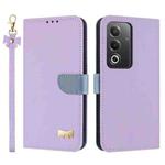 For OPPO A5 5G Global / A3 4G Global Metal Bow Leather Phone Case with Hand Strap(Purple)
