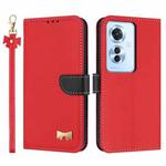 For OPPO Reno11 F / F21 Pro India Metal Bow Leather Phone Case with Hand Strap(Red)