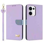 For OPPO Reno13 5G Metal Bow Leather Phone Case with Hand Strap(Purple)