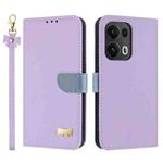 For OPPO Reno13 Pro 5G Metal Bow Leather Phone Case with Hand Strap(Purple)